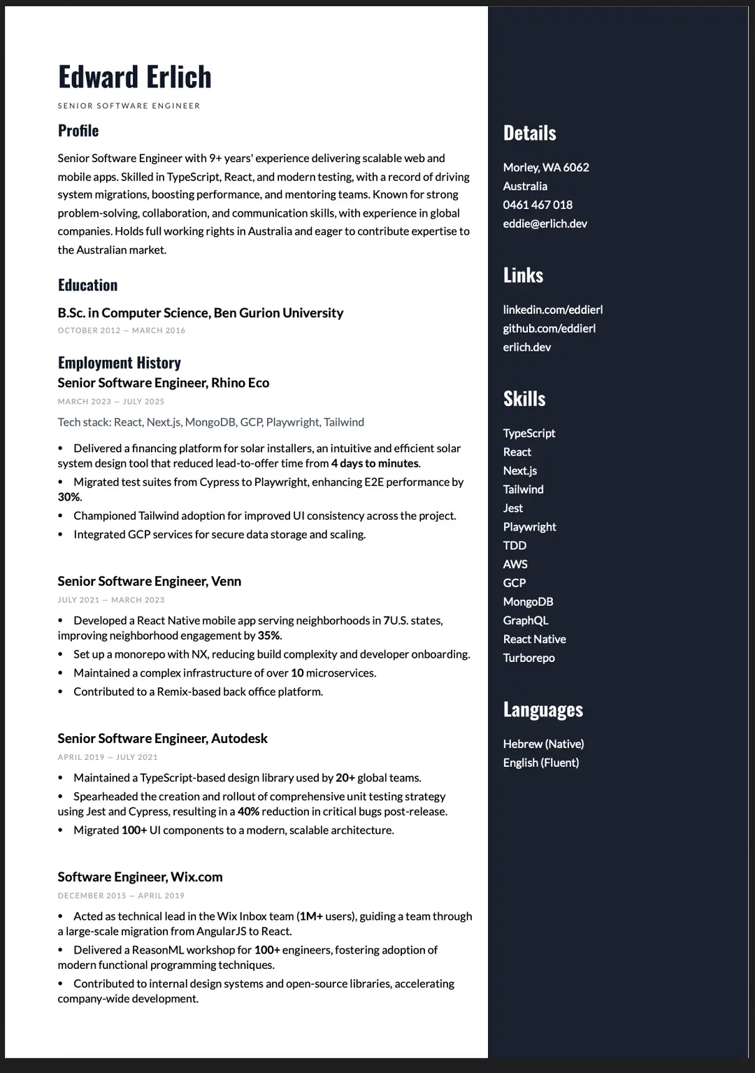My resume saved as PDF file.